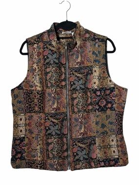 White Stag Vintage Whimsigoth Tapestry Patchwork Zip Up Vest Large 12/14